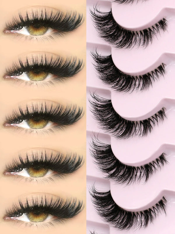 Luxe Lashes Dramatic Volume Winged Cat Eye Lashes – Clear Band Faux Mink
