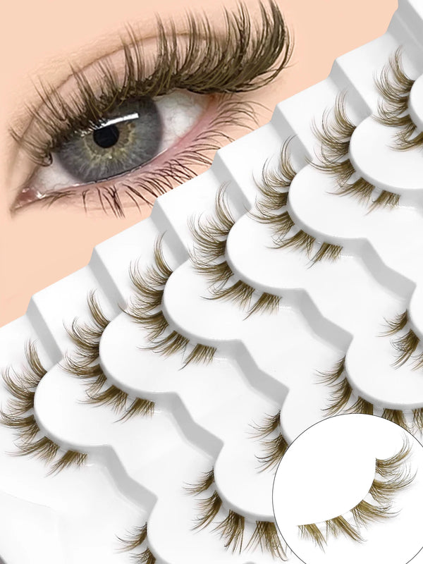 Luxe Lashes Brown Fluffy Mink Strip Lashes – Cat-Eye Wispy Volume