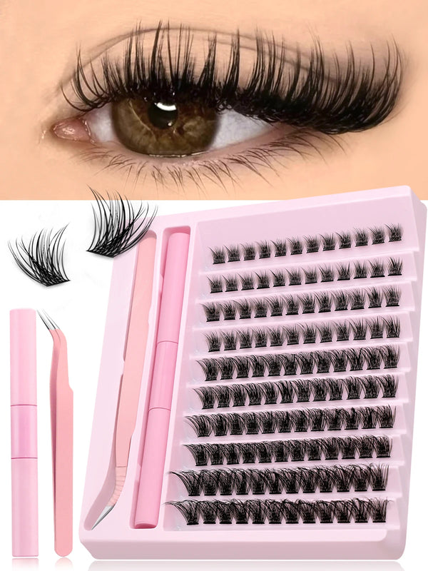 Luxe Lashes Cluster Kit with Applicator – DIY Lash Extensions Bond & Seal