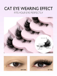 Luxe Lashes Dramatic Volume Winged Cat Eye Lashes – Clear Band Faux Mink